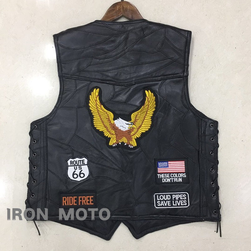 Embroidery On Leather - NEW Motorcycle Vests Men Cafe Moto
