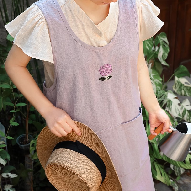 Embroidery Apron - Summer Pure Cotton Embroidery Kitchen Apron