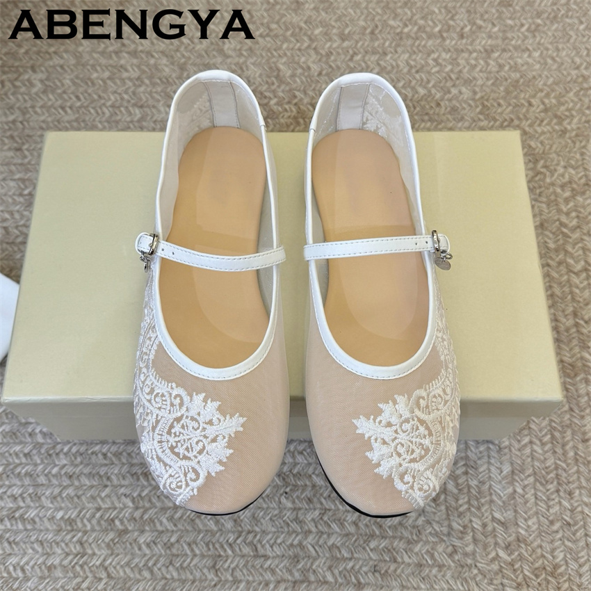 Embroidery Lace - Lace Embroidery Flat Shoes for Women