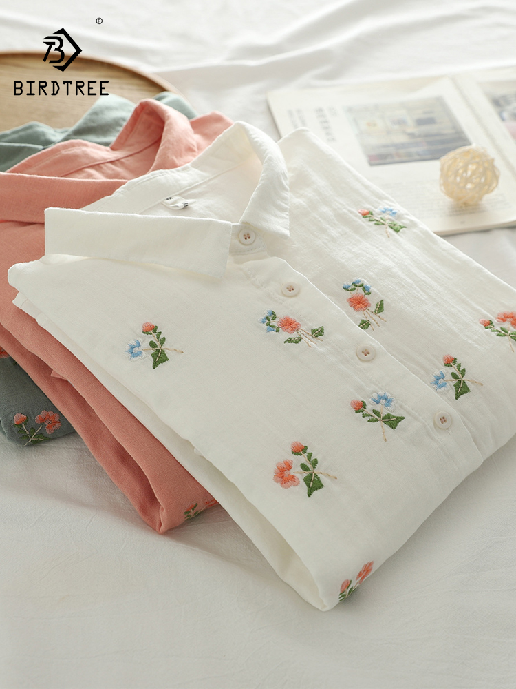 Embroidery On Shirt - New 2025 Summer Cotton Yarn 3/4