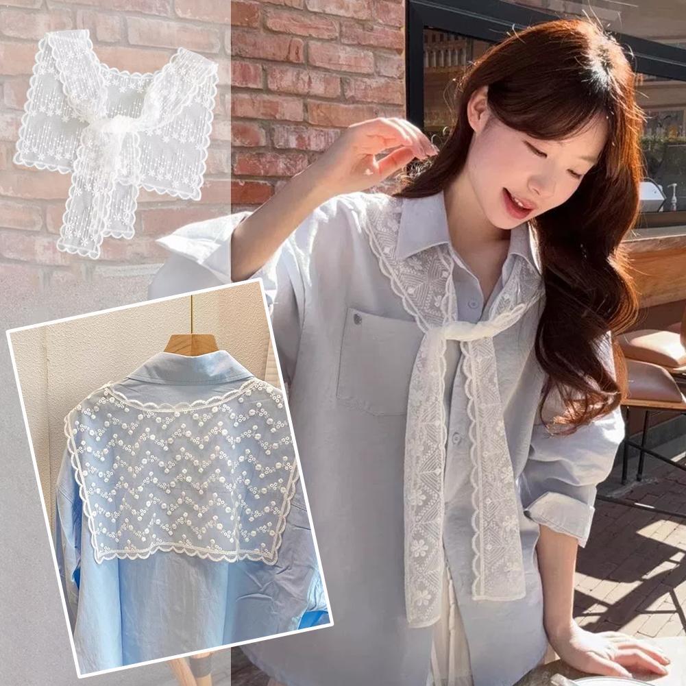 Embroidery On Shirt - French Lace Shawl Scarf for Women