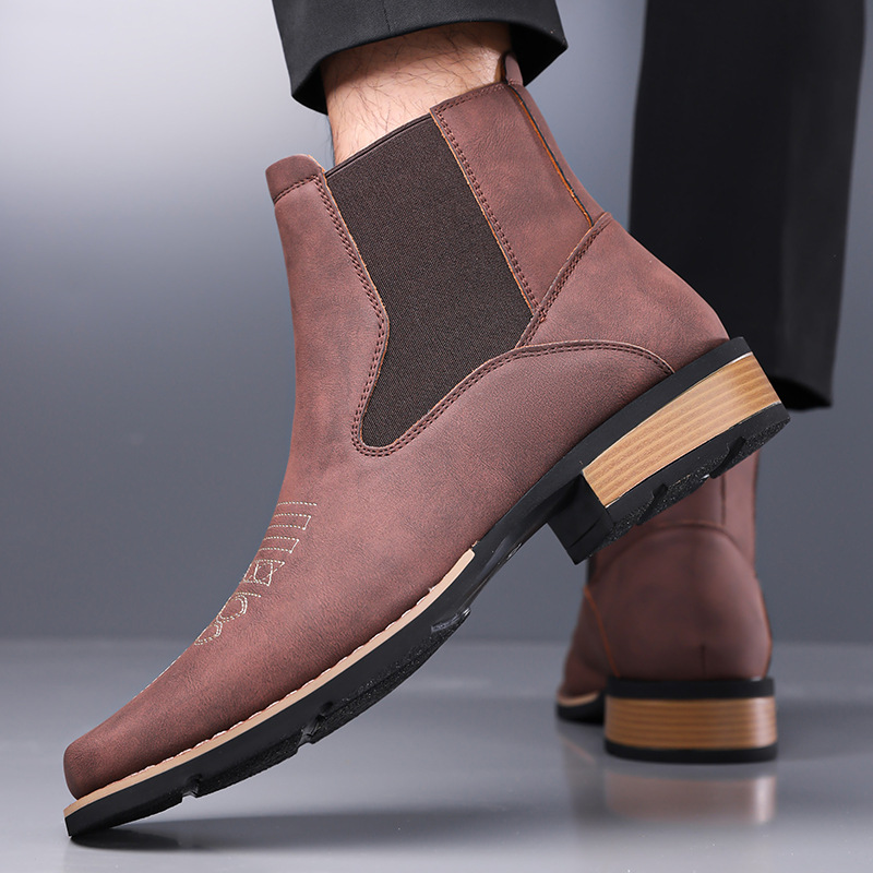 Embroidery On Leather - Men's Chelsea Boots High Quality Luxury