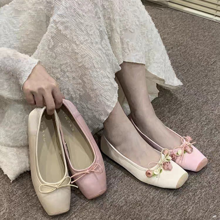 Women Flats Bow Marie Janes Sh - Embroidery Lace review and price