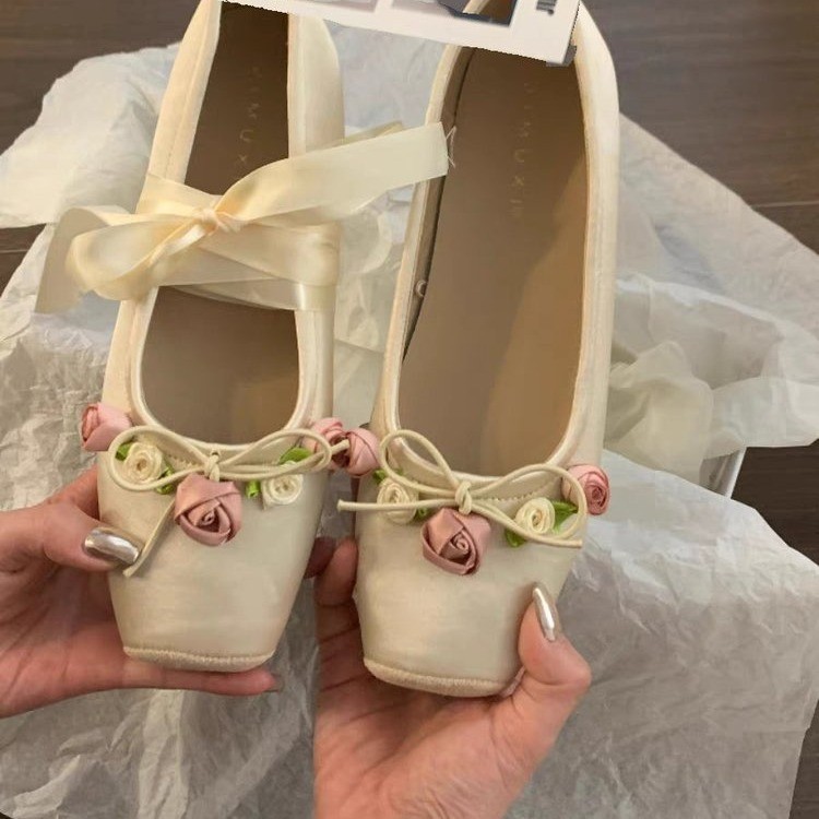Women Flats Bow Marie Janes Sh - Embroidery Lace review and price