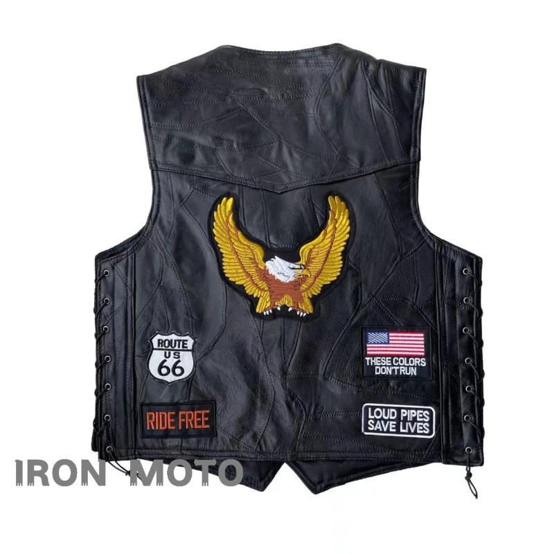 NEW Motorcycle Vests Men Cafe  - Embroidery On Leather review and price