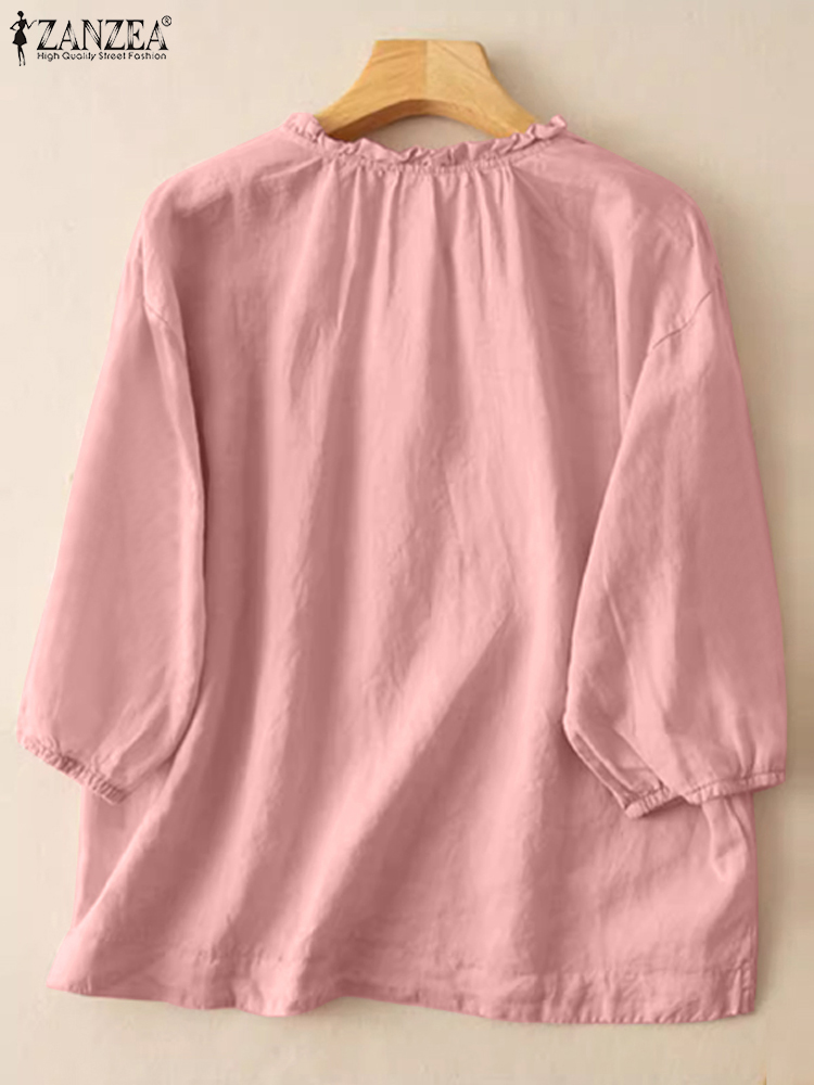 ZANZEA Summer Vintage Shirts E - Embroidery On Shirt review and price