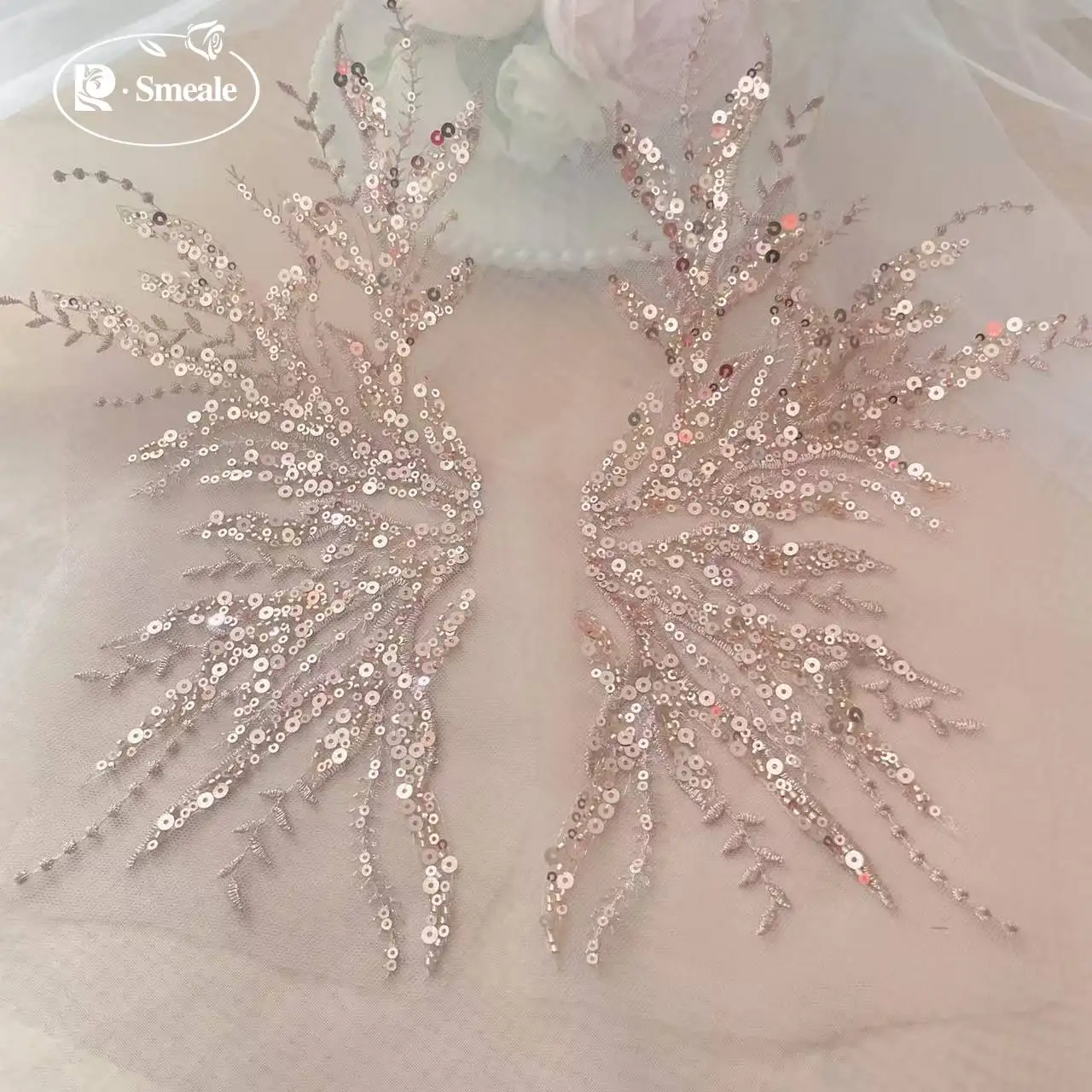 5Pair-2Pair.Rose Gold Sequin T - Embroidery Flower Pattern review and price