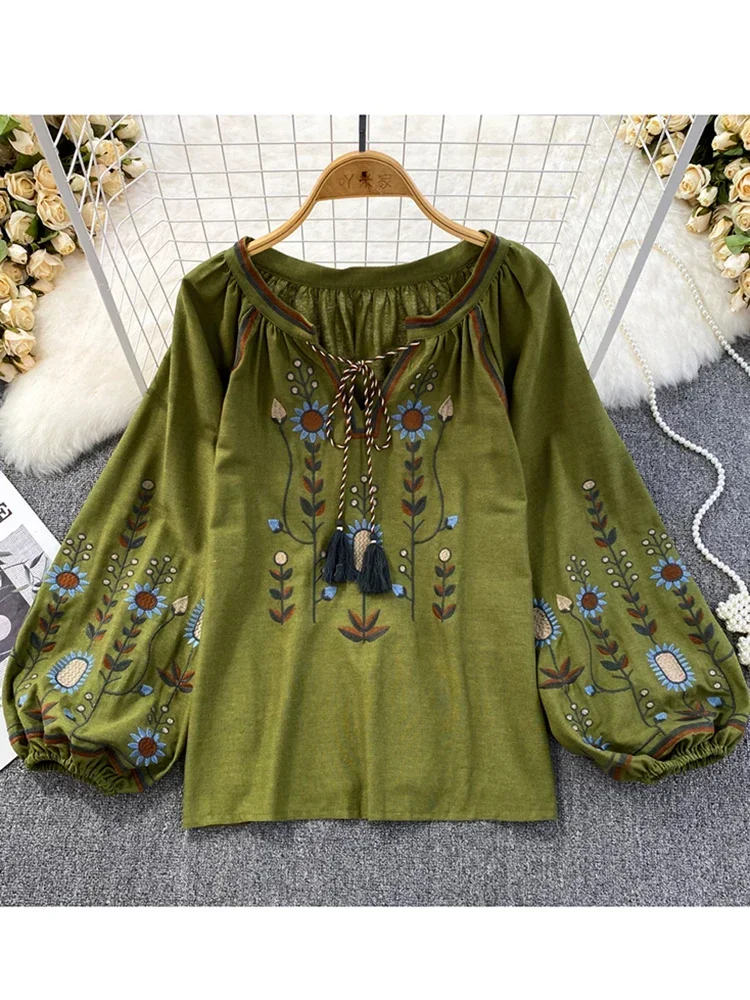 Women Spring Blouse Ethnic Sty - Embroidery On Shirt review and price