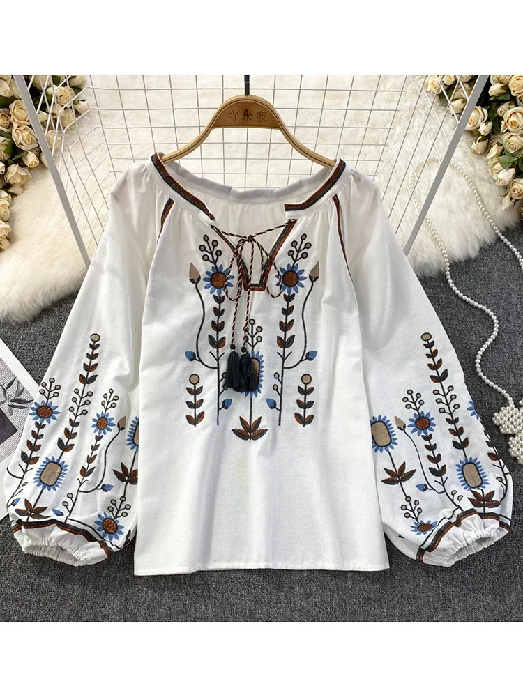 Women Spring Blouse Ethnic Sty - Embroidery On Shirt review and price