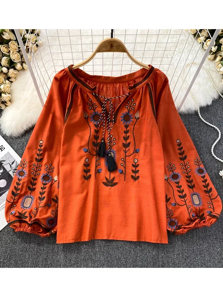 Women Spring Blouse Ethnic Sty - Embroidery On Shirt review and price