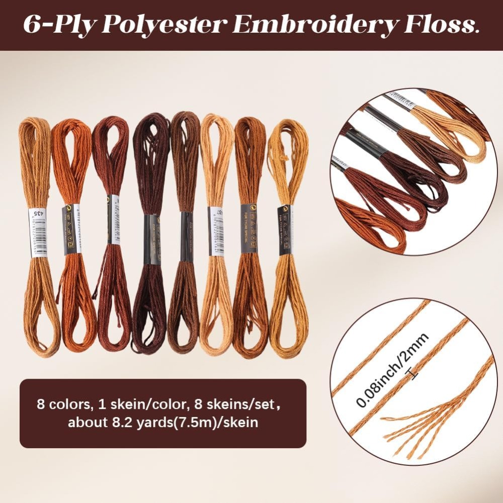 8 Skeins 6 Strands Brown Embro - Embroidery Floss review and price