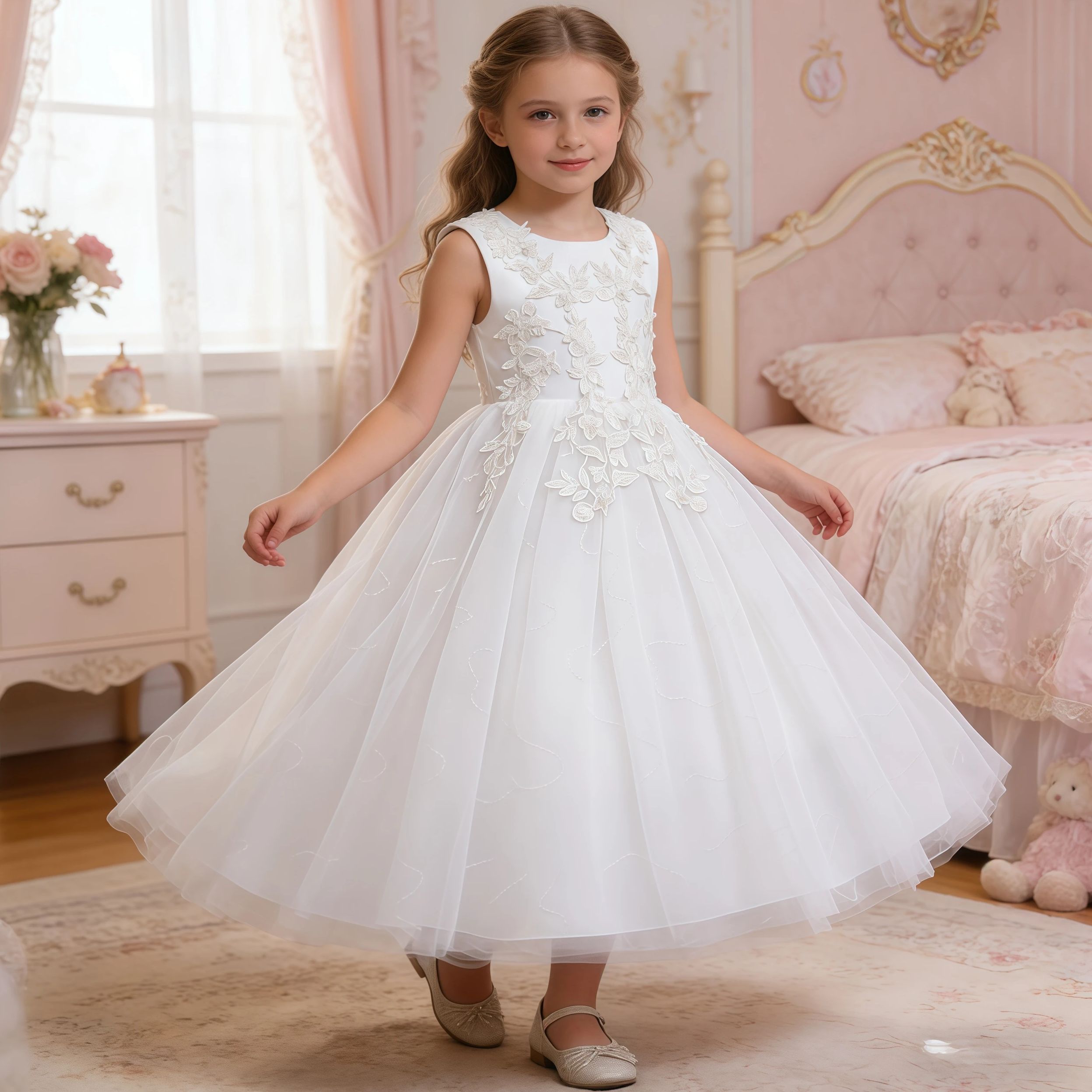 Teenage Girls Sequins Embroide - Embroidery White Dress review and price