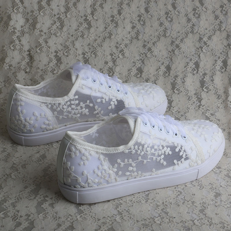 Wedopus White Sneakers for Wom - Embroidery Lace review and price