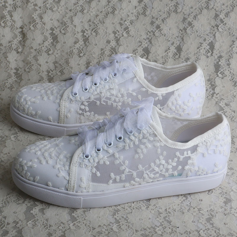 Wedopus White Sneakers for Wom - Embroidery Lace review and price