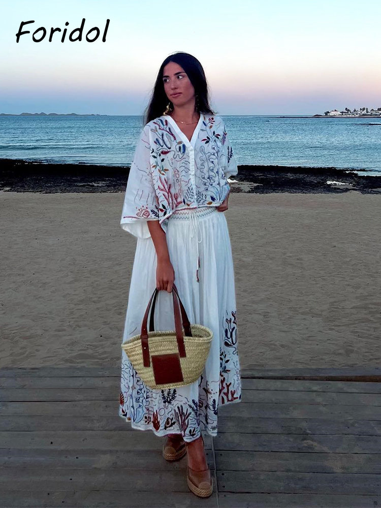 Foridol Marine Organism Embroi - Embroidery White Dress review and price
