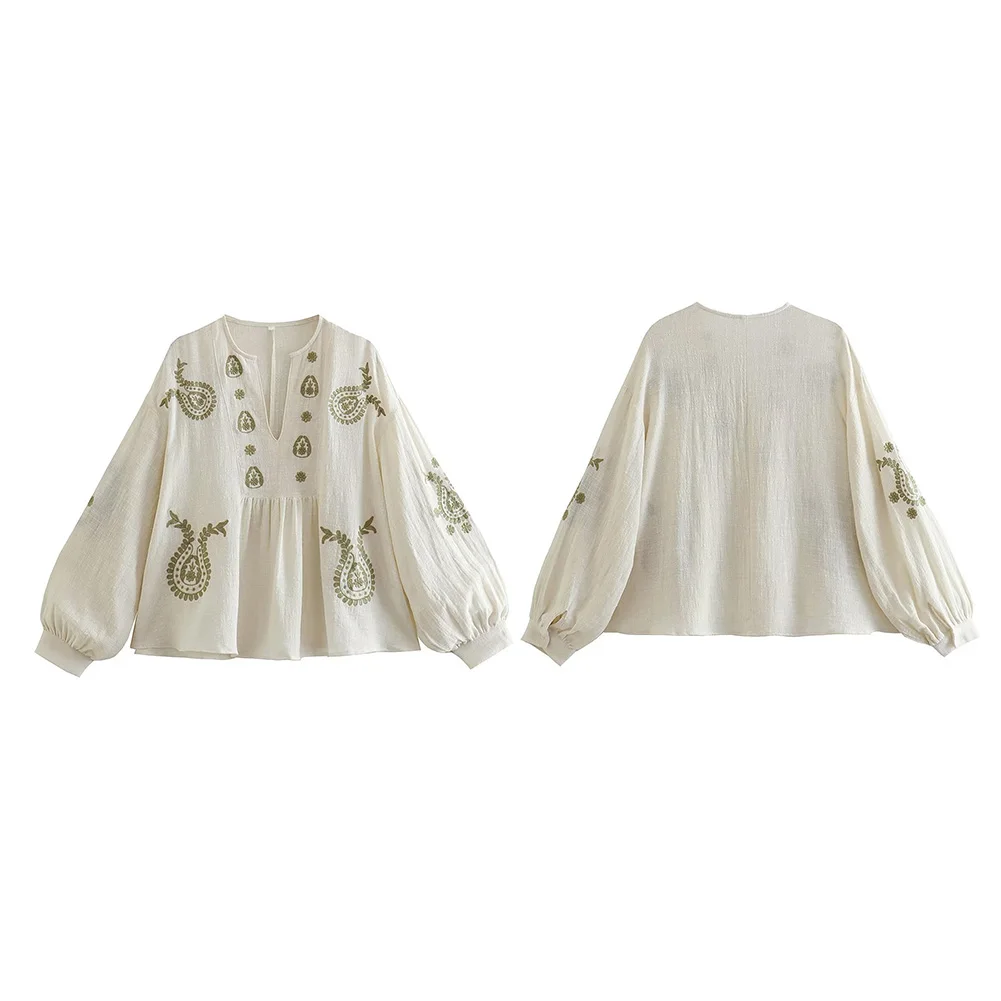 Womens New Loose Cotton Embroi - Embroidery On Shirt review and price