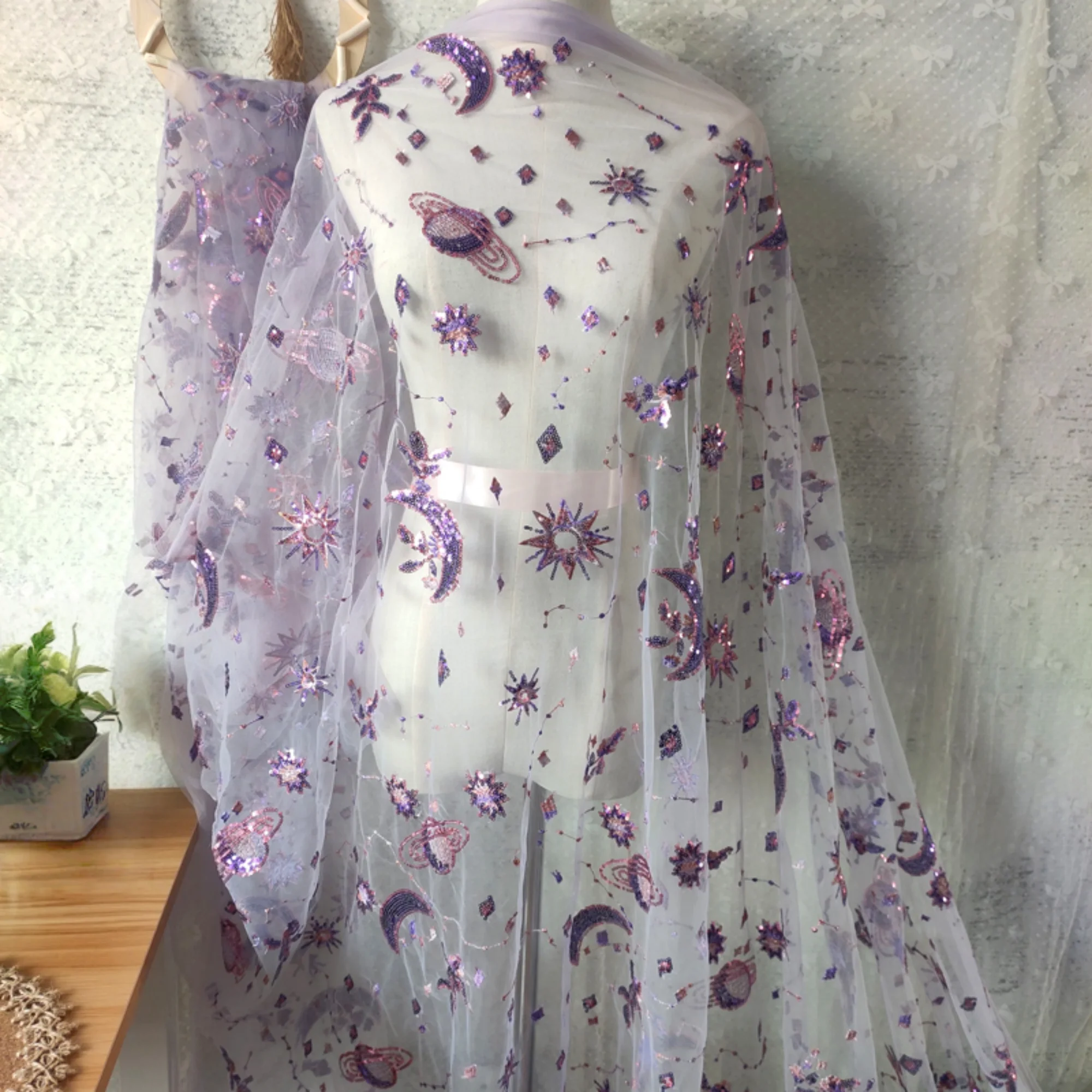 0.5 Meter Purple Width 55.11 I - Embroidery Net Dress review and price