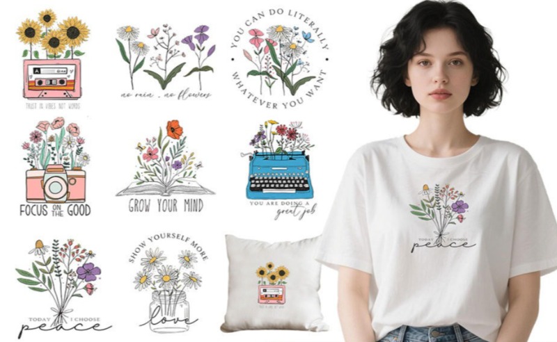Cartoon Floral Flower Iron On  - Embroidery On Shirt review and price