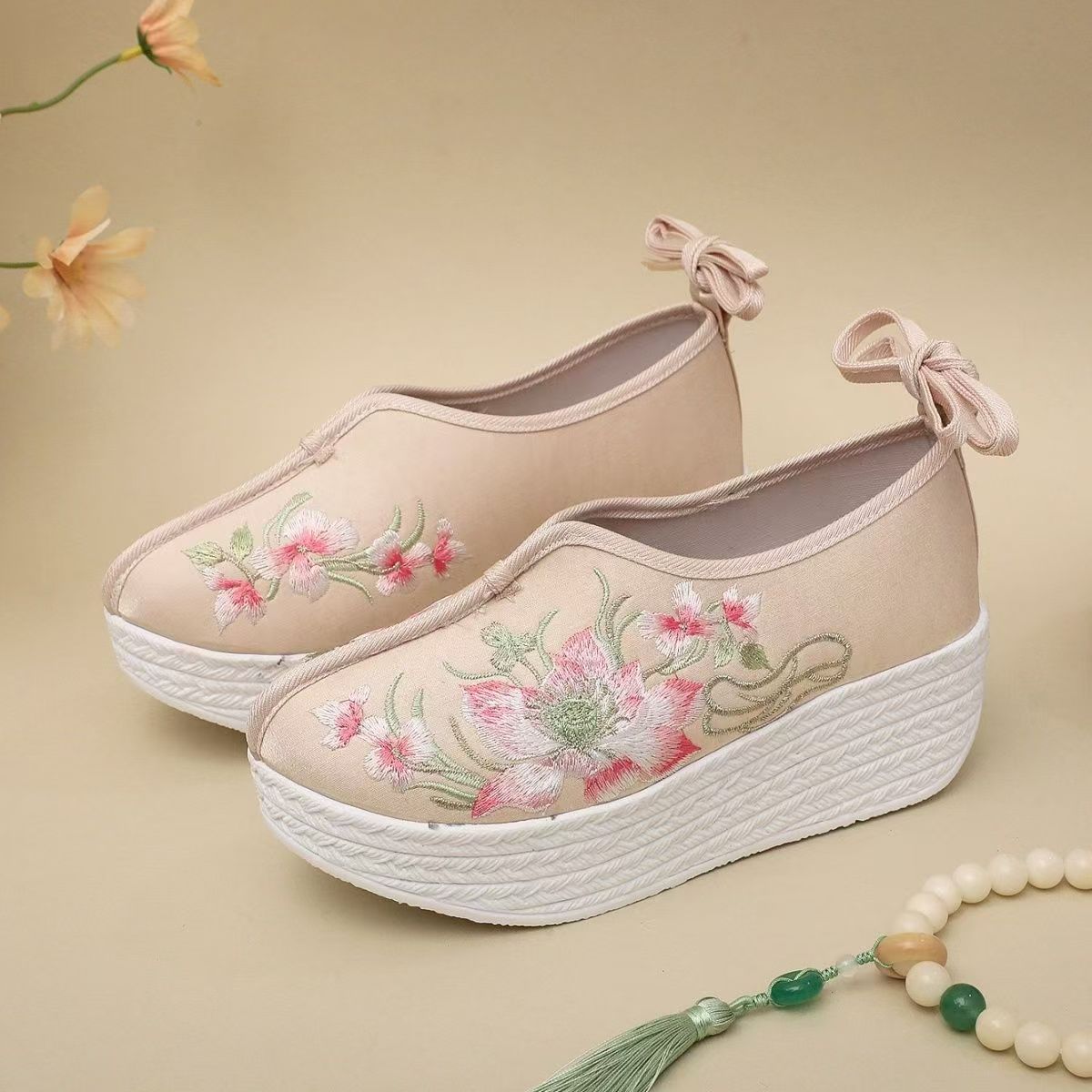 Woman Ethnic Style Wedges Embr - Embroidery Lace review and price