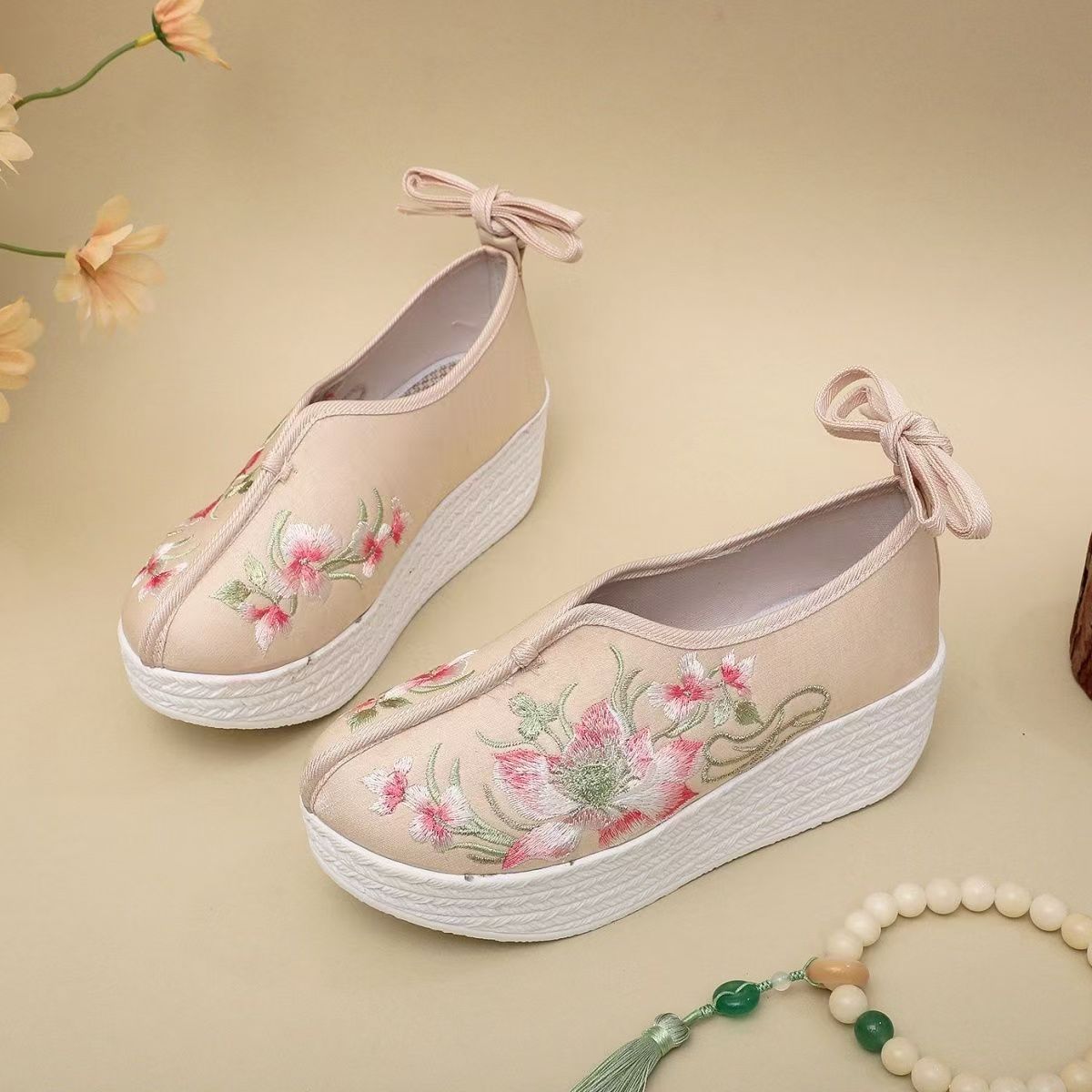 Woman Ethnic Style Wedges Embr - Embroidery Lace review and price