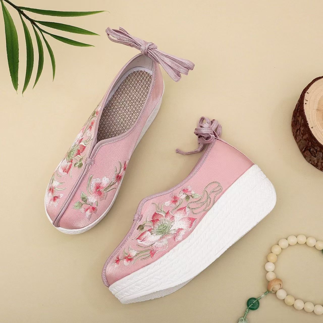 Woman Ethnic Style Wedges Embr - Embroidery Lace review and price