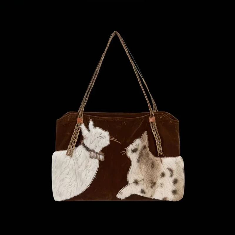 Cute Retro Puppy Tote Bag Wome - Embroidery Texture review and price