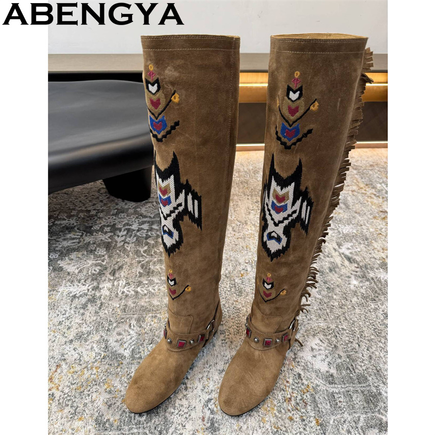 ABENGYA 2026 Winter New Knee H - Embroidery On Leather review and price