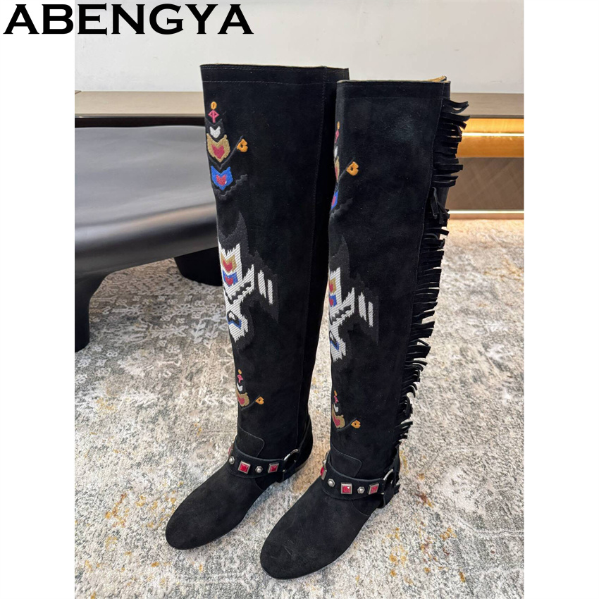 ABENGYA 2026 Winter New Knee H - Embroidery On Leather review and price