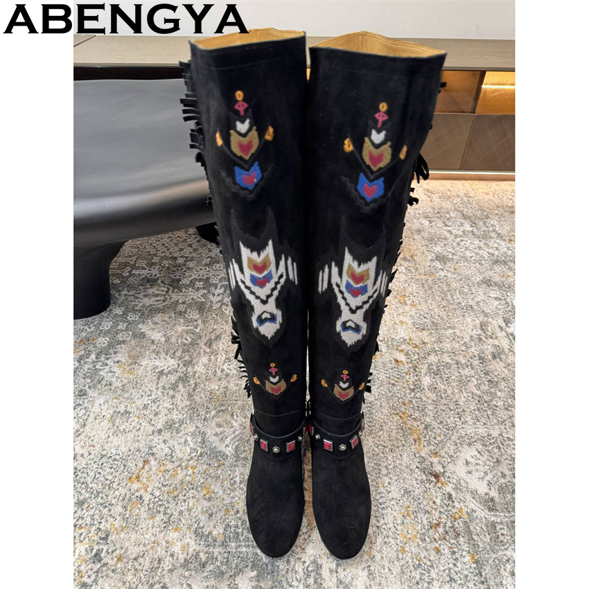 ABENGYA 2026 Winter New Knee H - Embroidery On Leather review and price