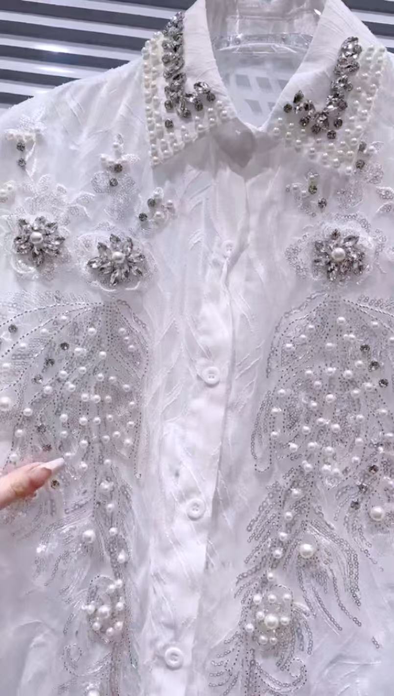 New In Sparkle Pearls Beaded D - Embroidery On Shirt review and price