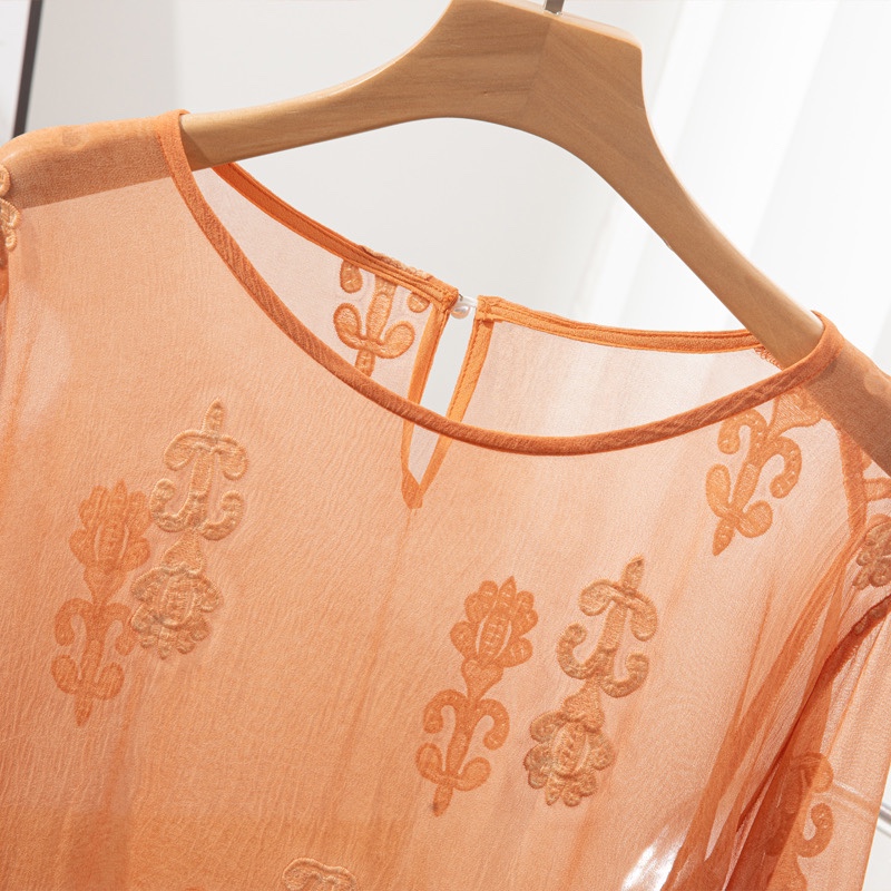100% Mulberry Silk Women Long  - Embroidery On Shirt review and price