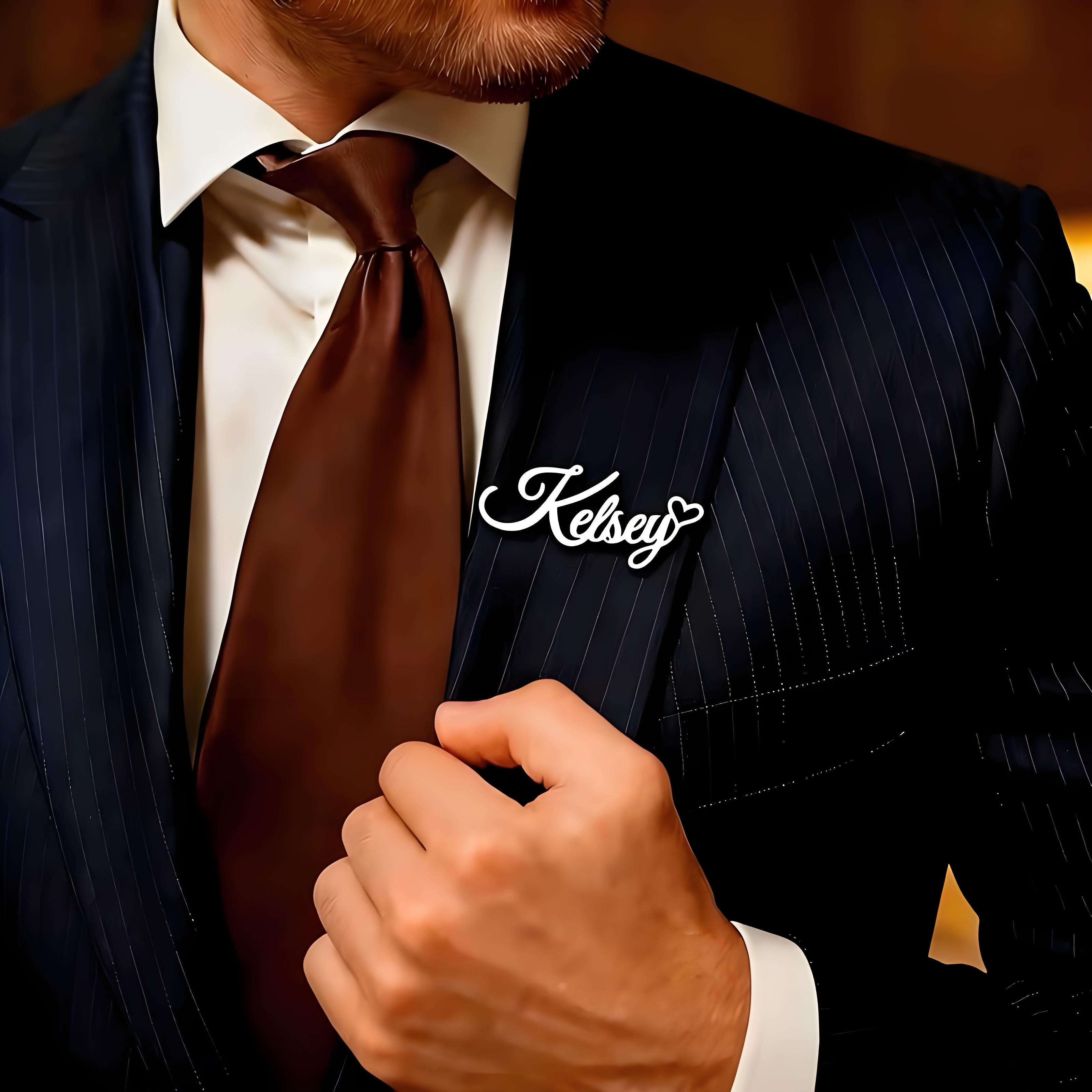 Custom Cursive Name Lapel Pin  - Embroidery Texture review and price