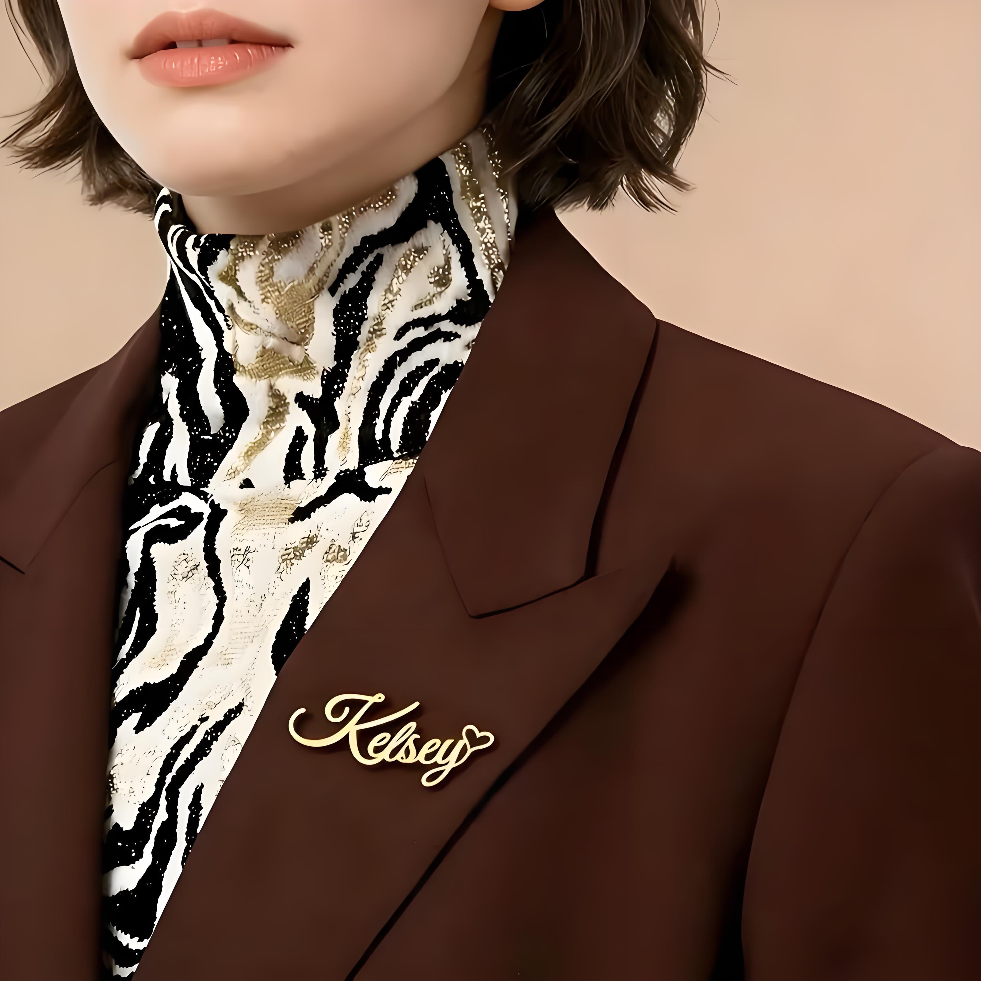 Custom Cursive Name Lapel Pin  - Embroidery Texture review and price