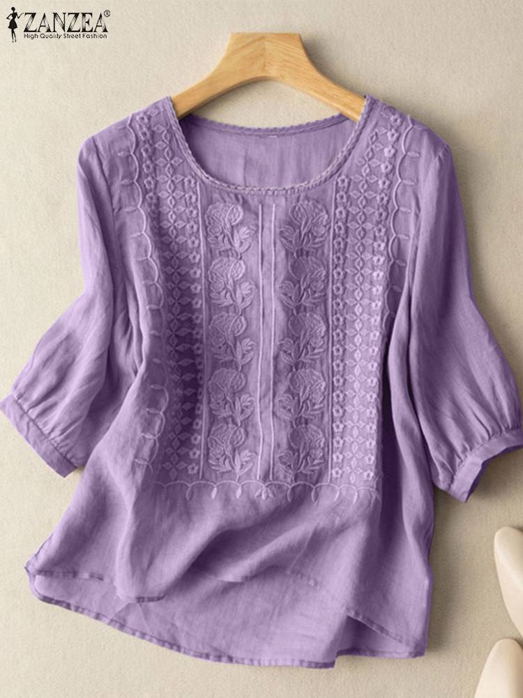 ZANZEA Elegant Women Embroider - Embroidery On Shirt review and price