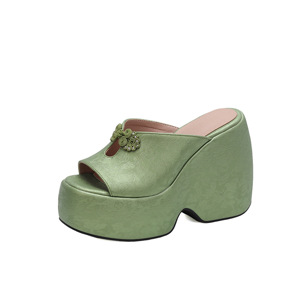 Women Wedge Heel Mules Slipper - Embroidery Ai review and price