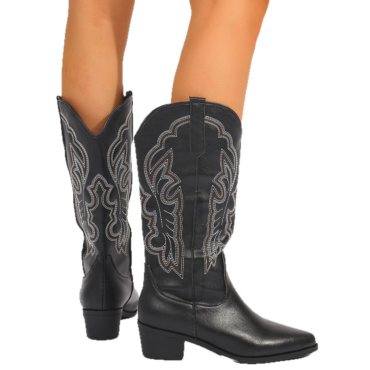 Plus Size 43 Block Heels Mid-c - Embroidery On Leather review and price