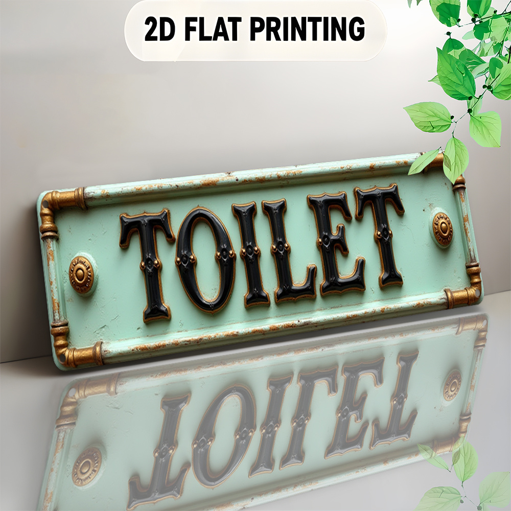 2D Flat, Vintage Toilet Sign - - Embroidery Water review and price