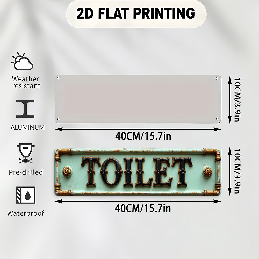 2D Flat, Vintage Toilet Sign - - Embroidery Water review and price