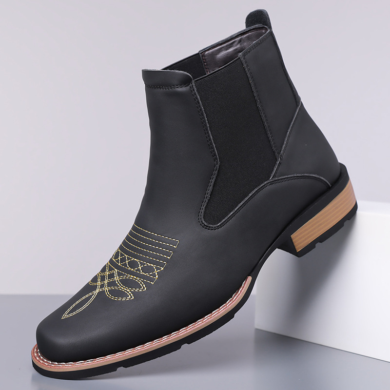 Luxury Men's Chelsea Boots Hig - Embroidery On Leather review and price