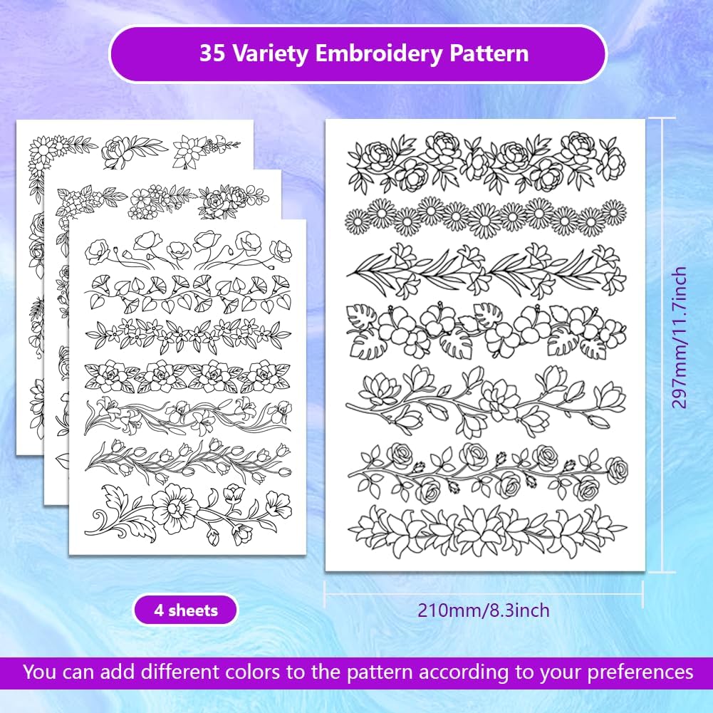 Pre-Printed Large Floral Borde - Water Soluble Stabilizer review and price