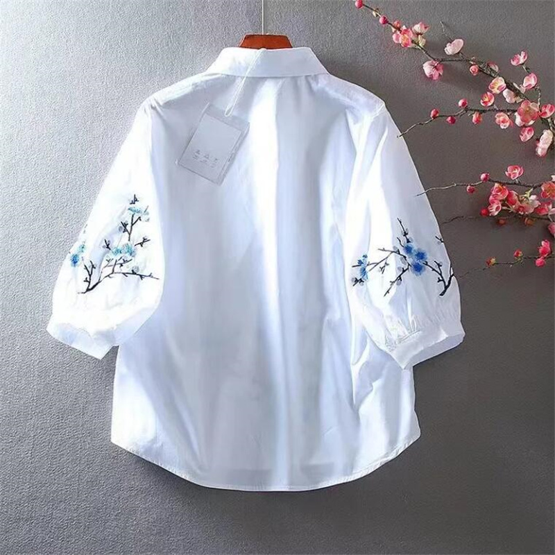 White Embroidered Shirt Women  - Embroidery On Shirt review and price